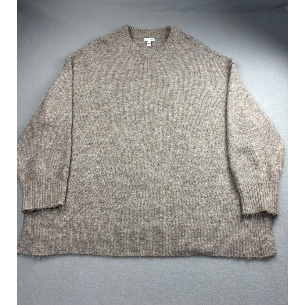 Topshop Curve Womens XL Oatmeal Marled Knit Oversized Sweater Dress Side Slit